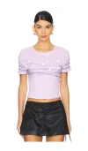 Susan Fang Beaded Short Sleeve Top In 퍼플
