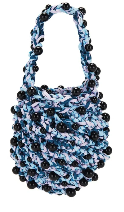 Susan Fang Crochet Beaded Mini Bag In Blue