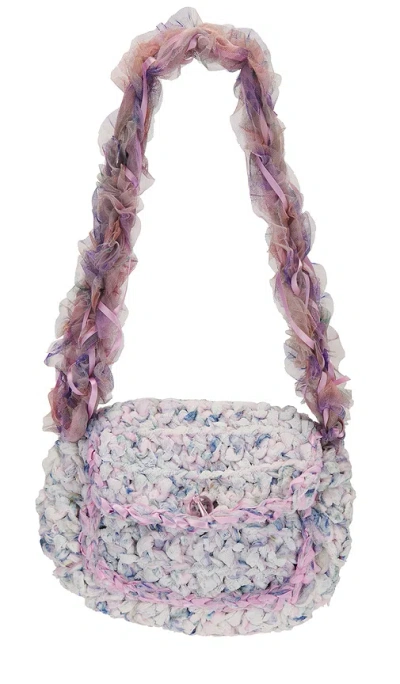 Susan Fang Crochet Shoulder Bag In Pink