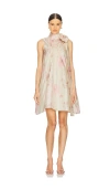 Susan Fang Printed Bow Mini Dress In Cream