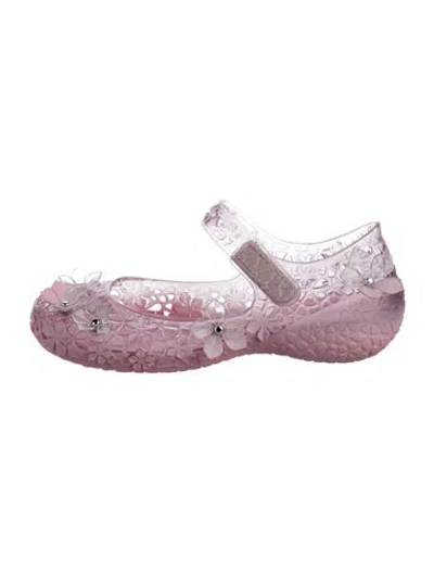 Pre-owned Susan Fang Pvc Floral Print Mary Jane Flats In Purple