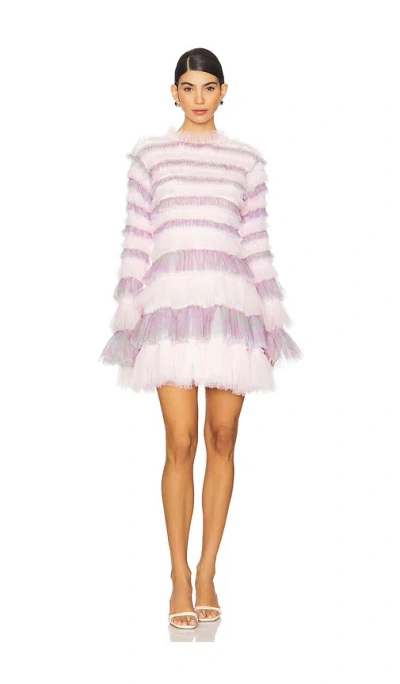 Susan Fang Shirred Tulle Mini Dress In Rose