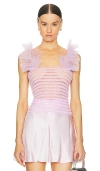 SUSAN FANG SHIRRED TULLE TOP