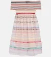 Susan Fang Striped Off-shoulder Minidress In Pink