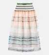 Susan Fang Striped Tulle Midi Skirt In Grün