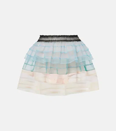 Susan Fang Striped Tulle Miniskirt In Blue