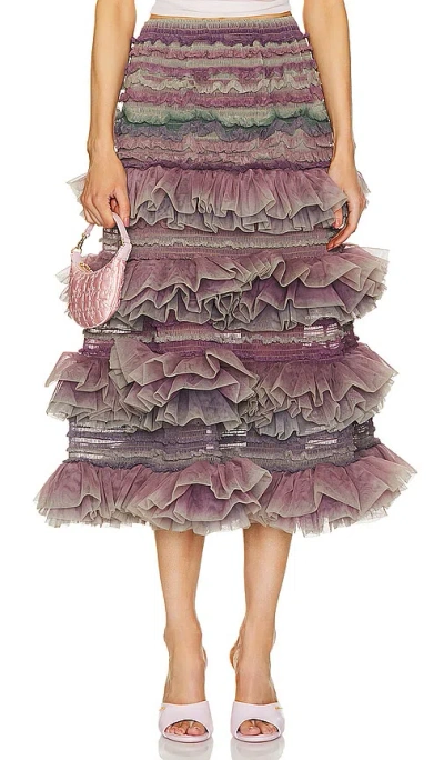 Susan Fang Tulle Midi Skirt In 紫色