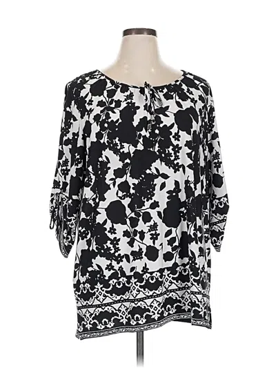 Pre-owned Susan Graver 3/4 Sleeve Blouse In Black