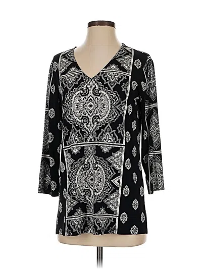 Pre-owned Susan Graver 3/4 Sleeve Blouse In Black