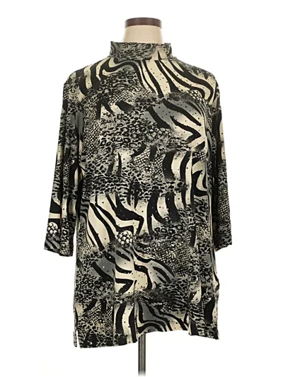 Pre-owned Susan Graver 3/4 Sleeve Blouse In Black