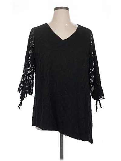 Pre-owned Susan Graver 3/4 Sleeve Blouse In Black