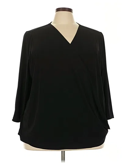 Pre-owned Susan Graver 3/4 Sleeve Blouse In Black