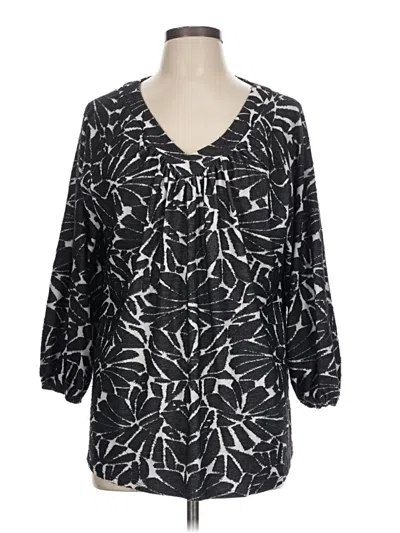 Pre-owned Susan Graver 3/4 Sleeve Blouse In Black