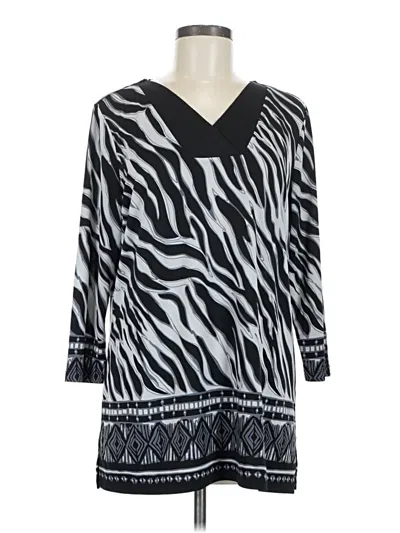 Pre-owned Susan Graver 3/4 Sleeve Blouse In Black