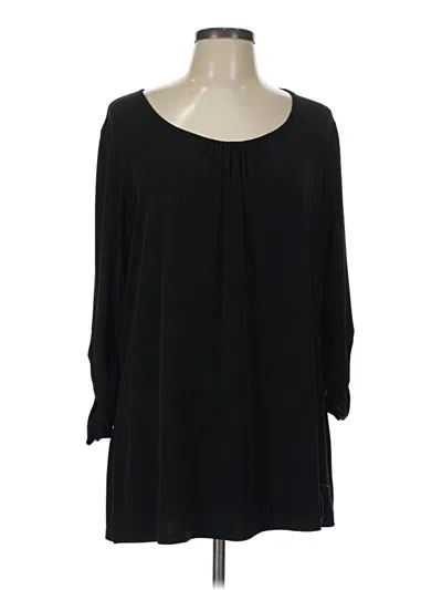 Pre-owned Susan Graver 3/4 Sleeve Blouse In Black