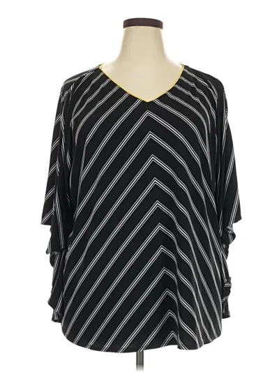 Pre-owned Susan Graver 3/4 Sleeve Blouse In Black