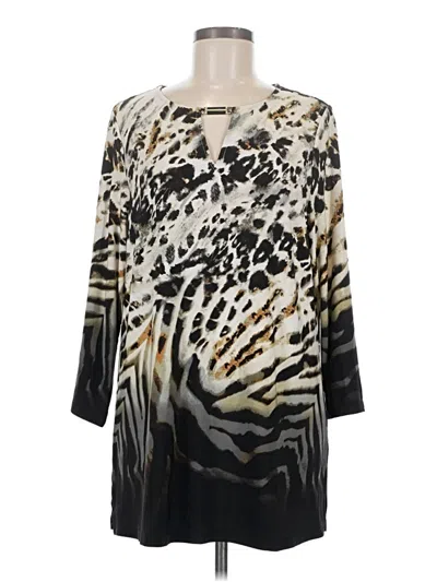 Pre-owned Susan Graver 3/4 Sleeve Blouse In Black
