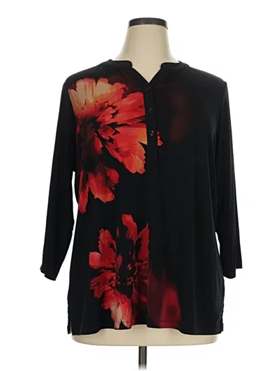 Pre-owned Susan Graver 3/4 Sleeve Blouse In Black