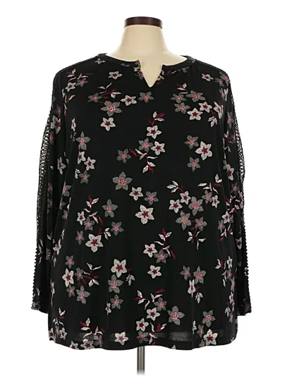 Pre-owned Susan Graver 3/4 Sleeve Blouse In Black