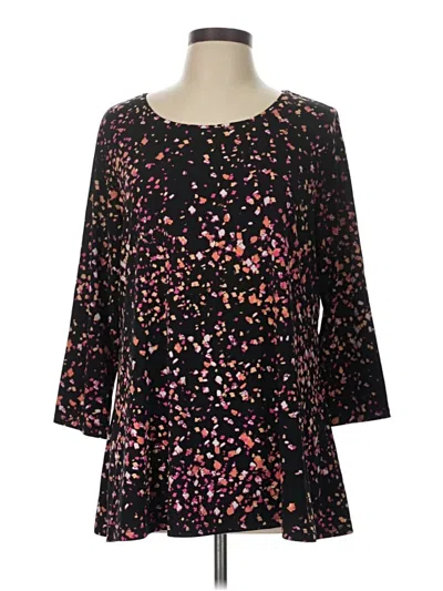 Pre-owned Susan Graver 3/4 Sleeve Blouse In Black