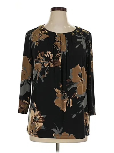 Pre-owned Susan Graver 3/4 Sleeve Blouse In Black