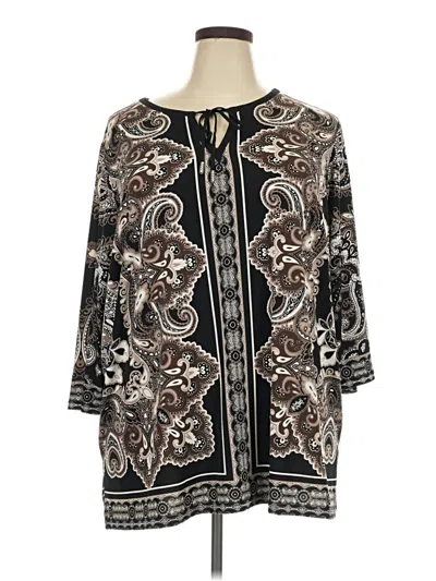 Pre-owned Susan Graver 3/4 Sleeve Blouse In Black