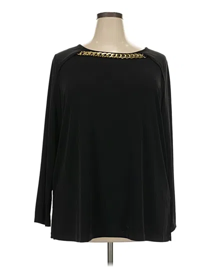 Pre-owned Susan Graver 3/4 Sleeve Blouse In Black