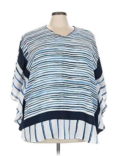 Pre-owned Susan Graver 3/4 Sleeve Blouse In Blue