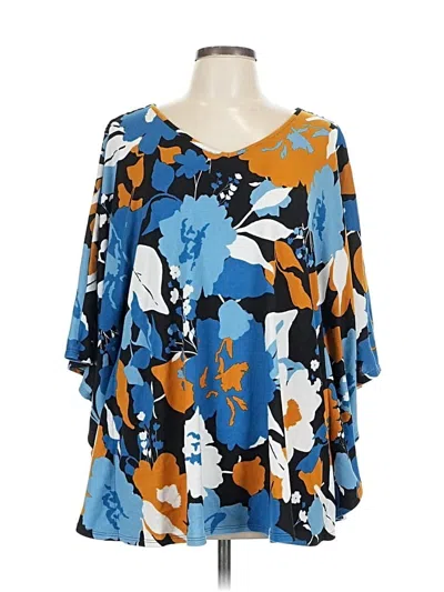 Pre-owned Susan Graver 3/4 Sleeve Blouse In Blue