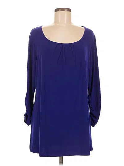 Pre-owned Susan Graver 3/4 Sleeve Blouse In Blue