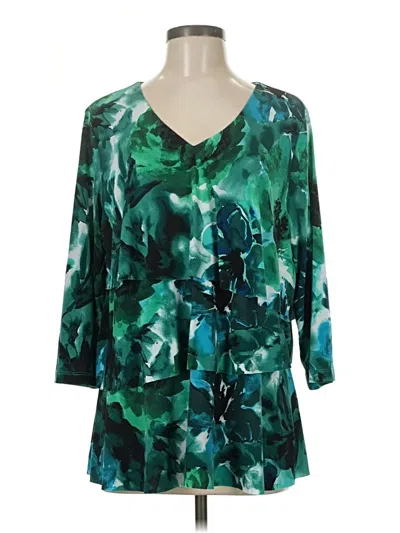 Pre-owned Susan Graver 3/4 Sleeve Blouse In Blue