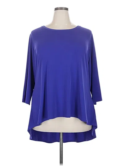 Pre-owned Susan Graver 3/4 Sleeve Blouse In Blue