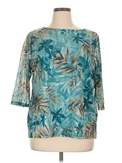 Pre-owned Susan Graver 3/4 Sleeve Blouse In Blue