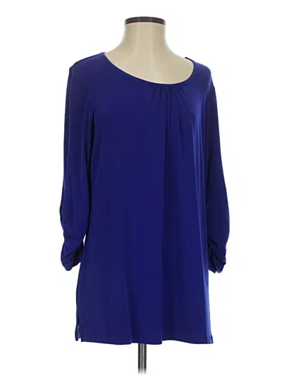 Pre-owned Susan Graver 3/4 Sleeve Blouse In Blue