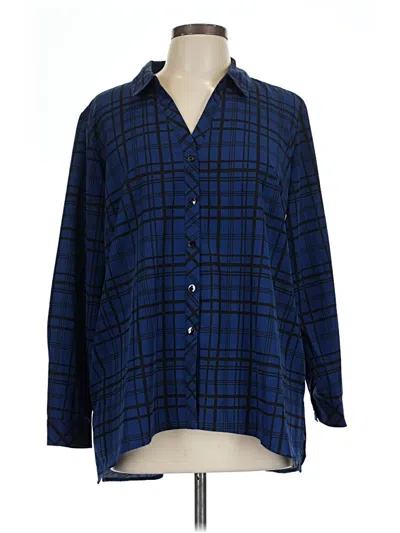 Pre-owned Susan Graver 3/4 Sleeve Blouse In Blue