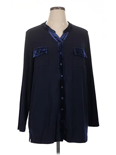 Pre-owned Susan Graver 3/4 Sleeve Blouse In Blue