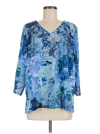 Pre-owned Susan Graver 3/4 Sleeve Blouse In Blue