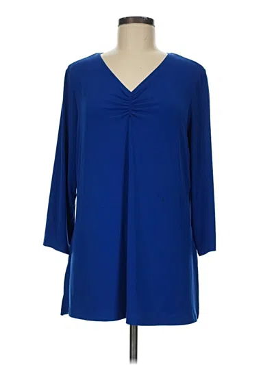 Pre-owned Susan Graver 3/4 Sleeve Blouse In Blue