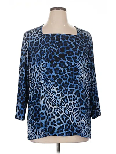 Pre-owned Susan Graver 3/4 Sleeve Blouse In Blue