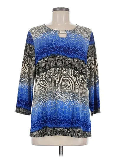 Pre-owned Susan Graver 3/4 Sleeve Blouse In Blue