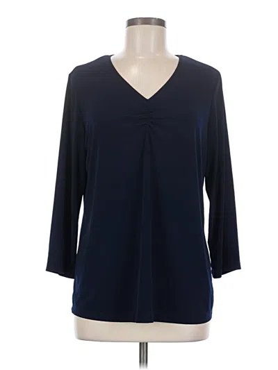 Pre-owned Susan Graver 3/4 Sleeve Blouse In Blue