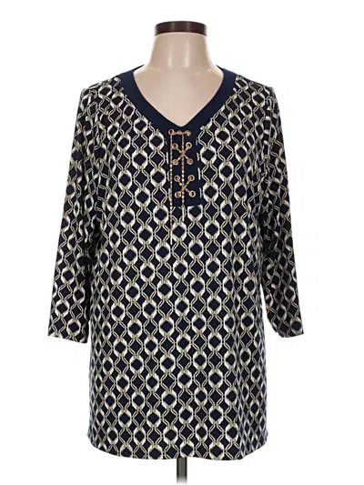 Pre-owned Susan Graver 3/4 Sleeve Blouse In Blue