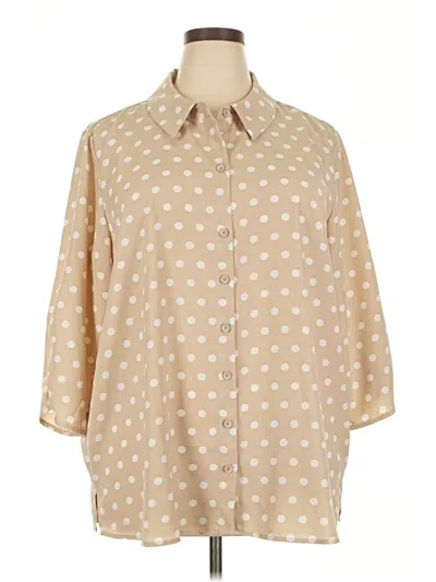 Pre-owned Susan Graver 3/4 Sleeve Blouse In Brown