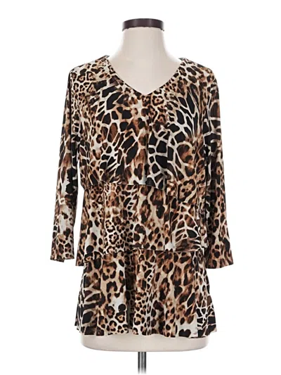 Pre-owned Susan Graver 3/4 Sleeve Blouse In Brown