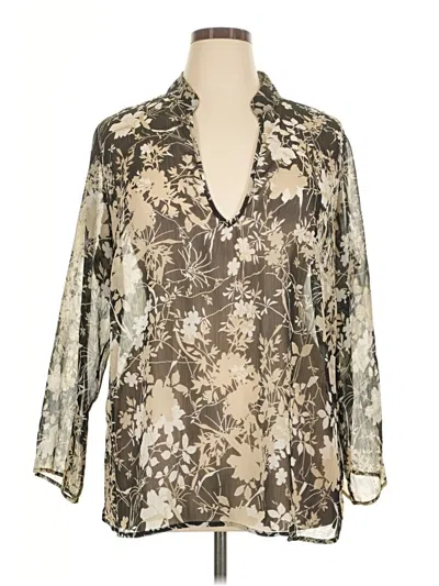 Pre-owned Susan Graver 3/4 Sleeve Blouse In Brown