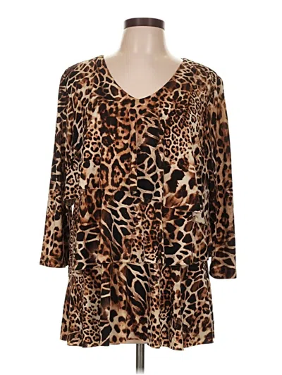 Pre-owned Susan Graver 3/4 Sleeve Blouse In Brown