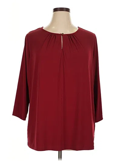 Pre-owned Susan Graver 3/4 Sleeve Blouse In Burgundy