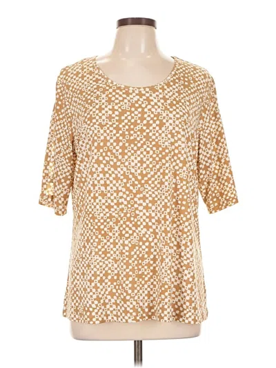 Pre-owned Susan Graver 3/4 Sleeve Blouse In Gold