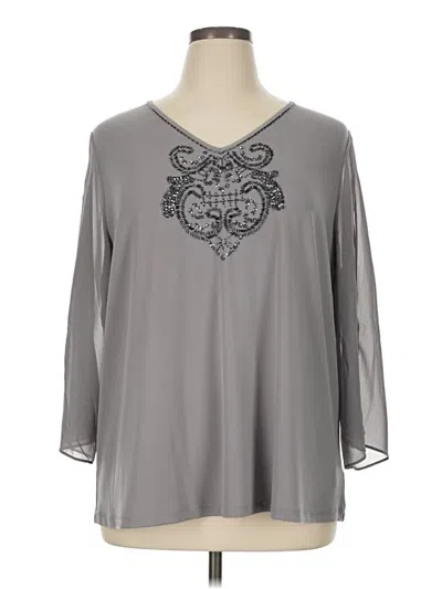 Pre-owned Susan Graver 3/4 Sleeve Blouse In Gray
