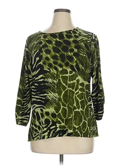 Pre-owned Susan Graver 3/4 Sleeve Blouse In Green